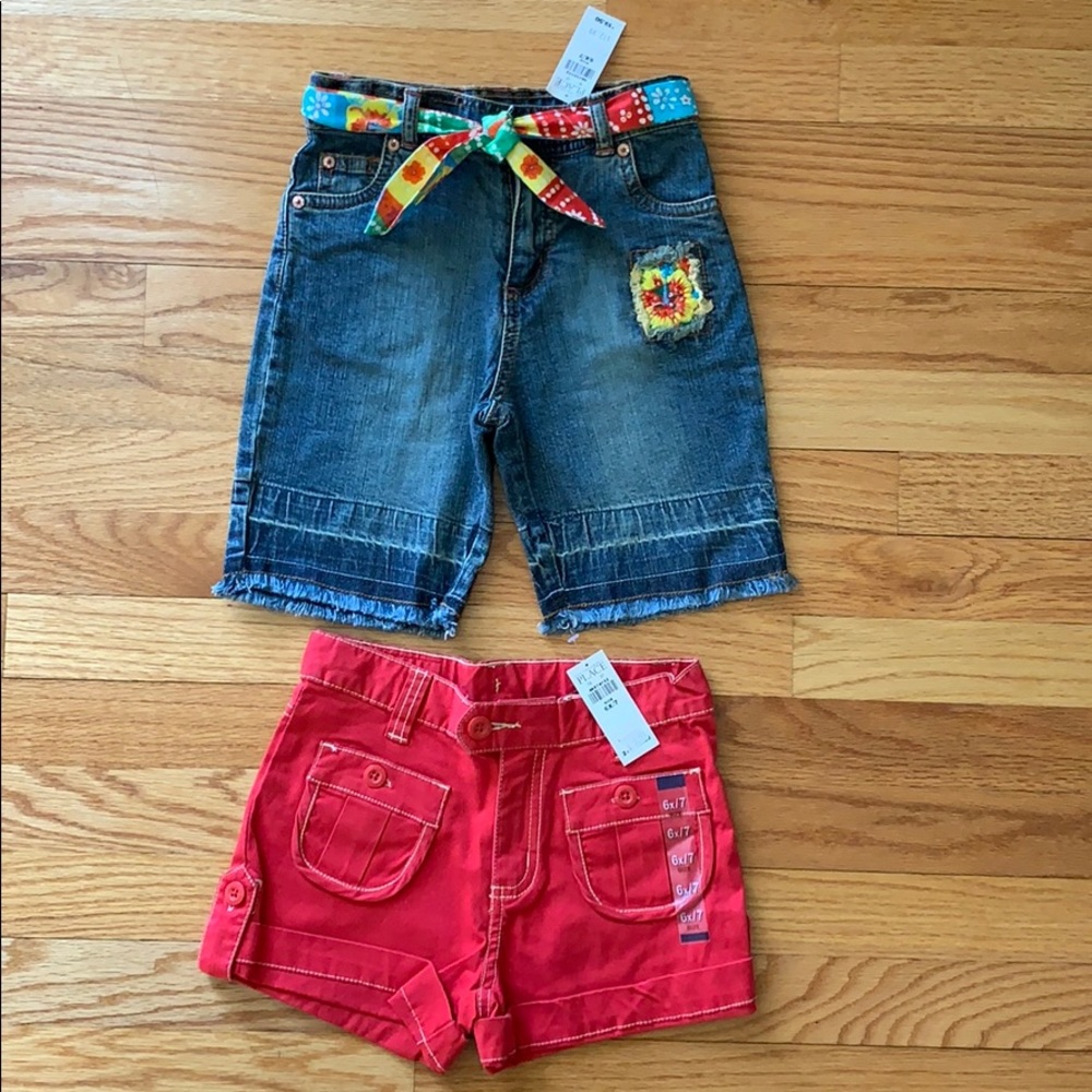 Children’s Place shorts, NWT, denim & red, size 6X
